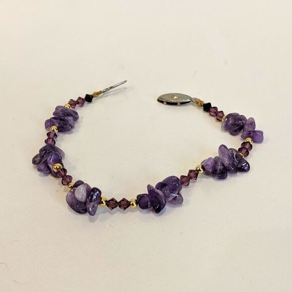 Women's Bracelet Bangle Purple with Gold Accents - Picture 1 of 1